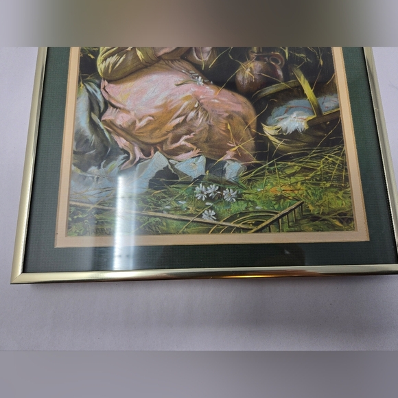 Harry Roseland He Loves Me Print On The Farm Man Admiring Women Pulling Petals - Picture 4 of 12